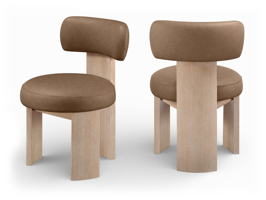 Atelier - Vegan Leather Upholstered Dining Chair (Set of 2) - Painted Natural Frame