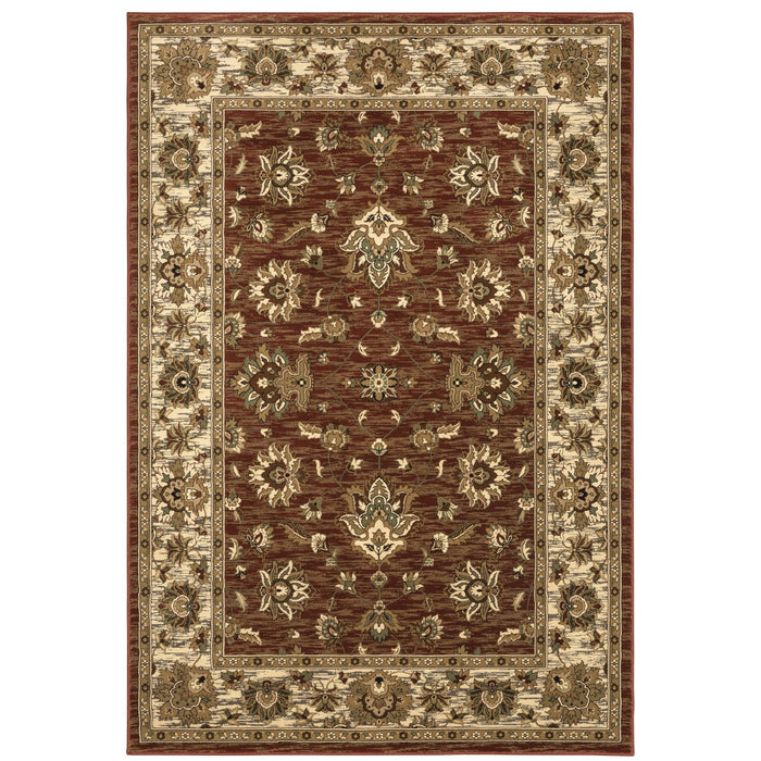 10' X 13' Floral Area Rug (574417) - Red / Ivory