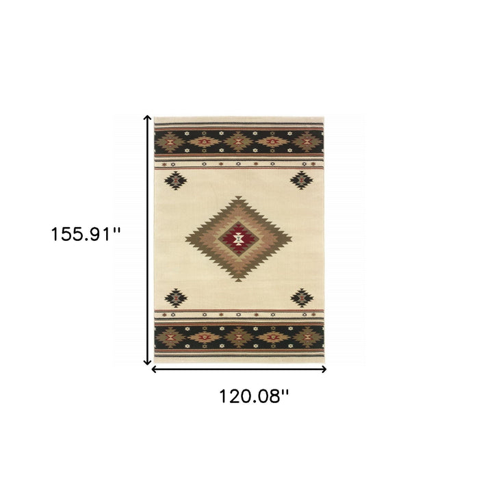 10' x 13' Southwestern Power Loom Stain Resistant Area Rug - Beige