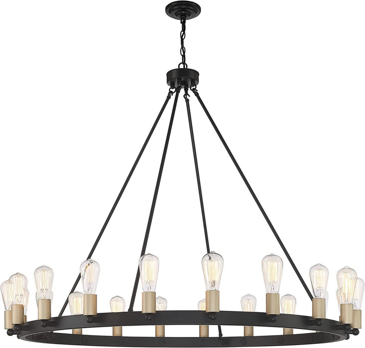40'' Candle Style Multi Light Metal Dimmable Chandelier - Black / Gold