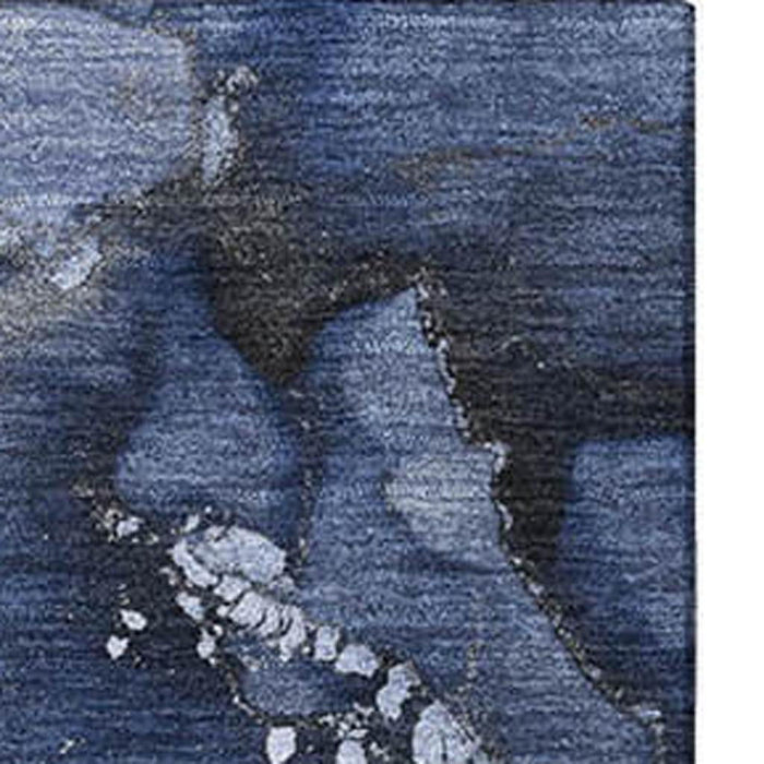 8' X 10' Abstract Washable Area Rug With UV Protection (647240) - Navy Blue / Ivory