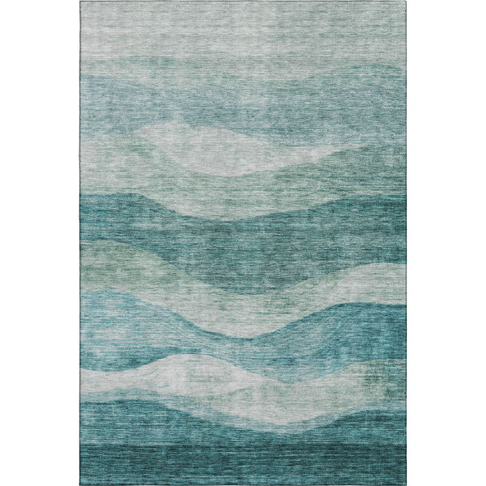 10' X 14' Abstract Washable Area Rug With UV Protection (686342) - Aqua / Teal