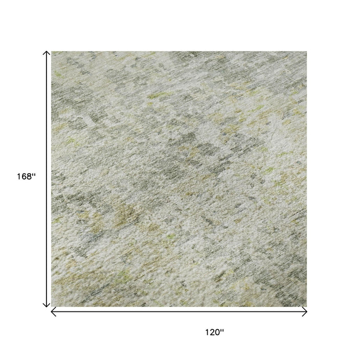 10' X 14' Abstract Washable Area Rug With UV Protection (685391) - Sage / Gold / Beige