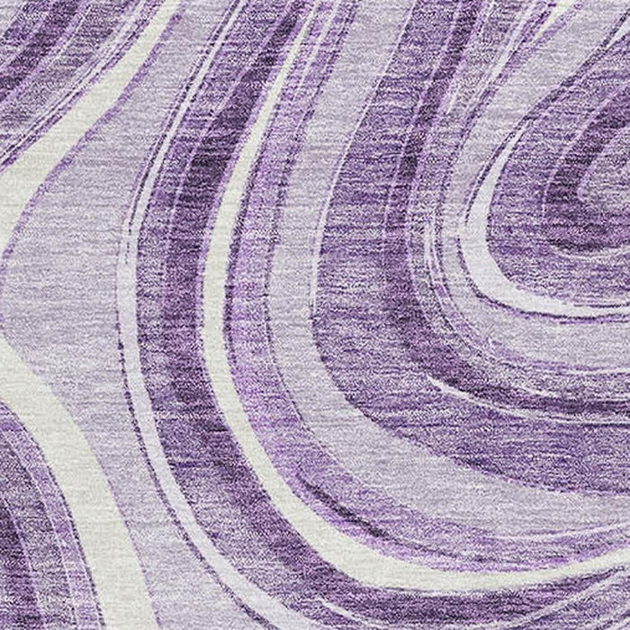 8' X 10' Marble Washable Area Rug With UV Protection - Lavender And Ivory