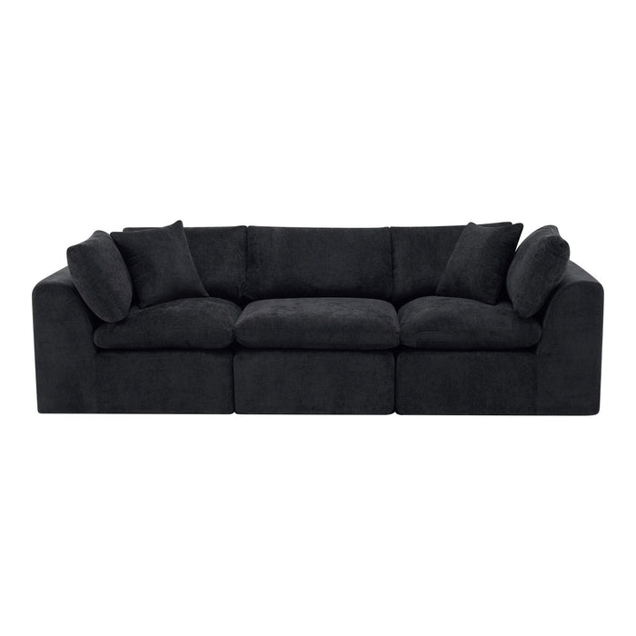 Chenille Modular Sofa Chaise With Toss Pillows (725202) - Black