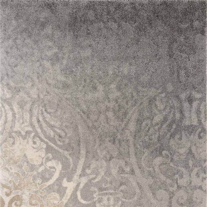 8' x 11' Damask Washable Non Skid Area Rug - Gray