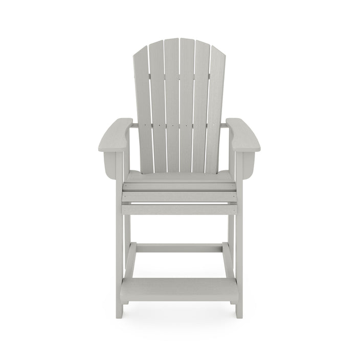 Giga Adirondack style counter chair made of HDPE poly lumber, perfect for dining, patio, or garden seating.