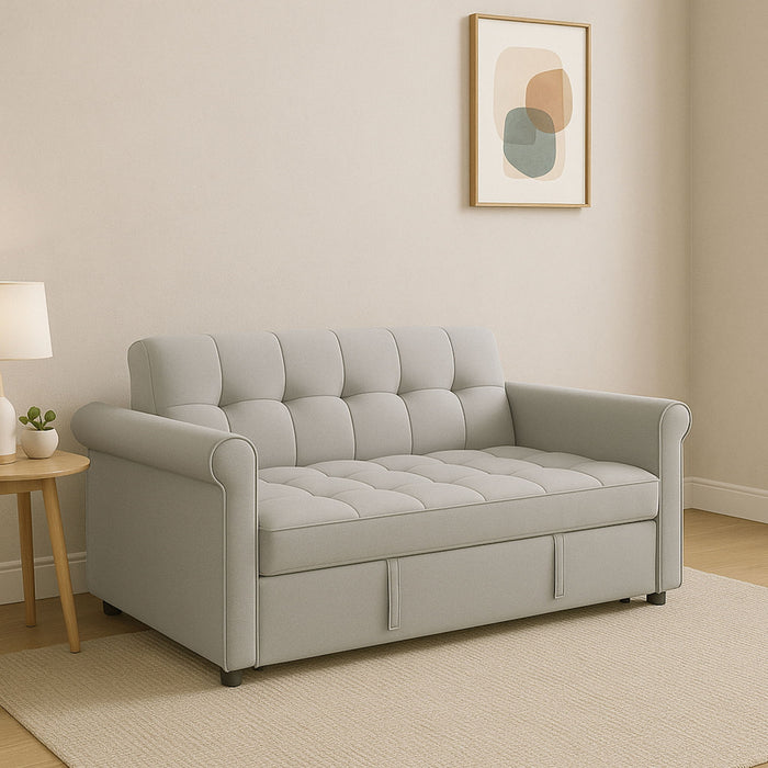 Compact Loveseat With Trundle Sleeper And Storage Pocket - Gray