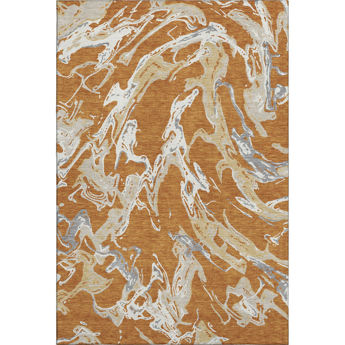 10' X 14' Abstract Washable Area Rug With UV Protection (681233) - Copper / Gray / Ivory