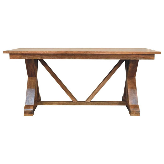 Solid Wood Trestle Base Dining Table - Brown