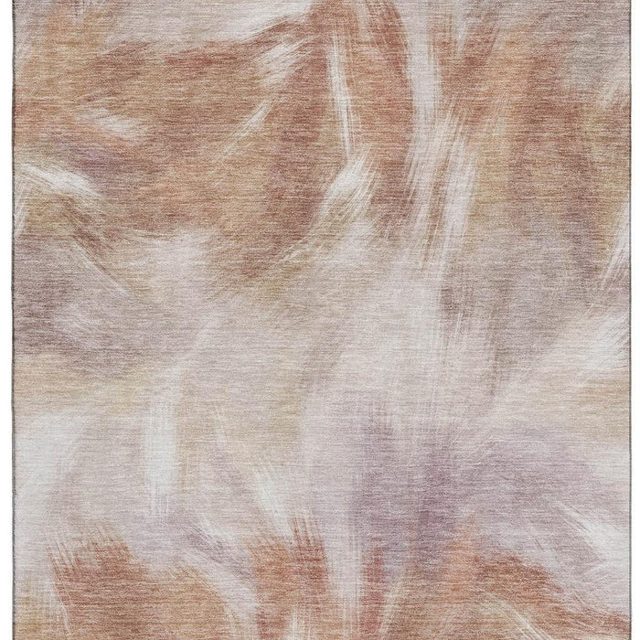 10' X 14' Abstract Washable Area Rug With UV Protection (717675) - Copper / Ivory