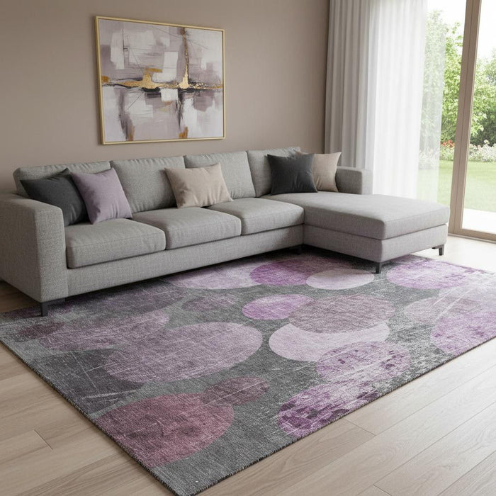 8' X 10' Abstract Washable Area Rug With UV Protection (648902) - Cabernet / Ivory