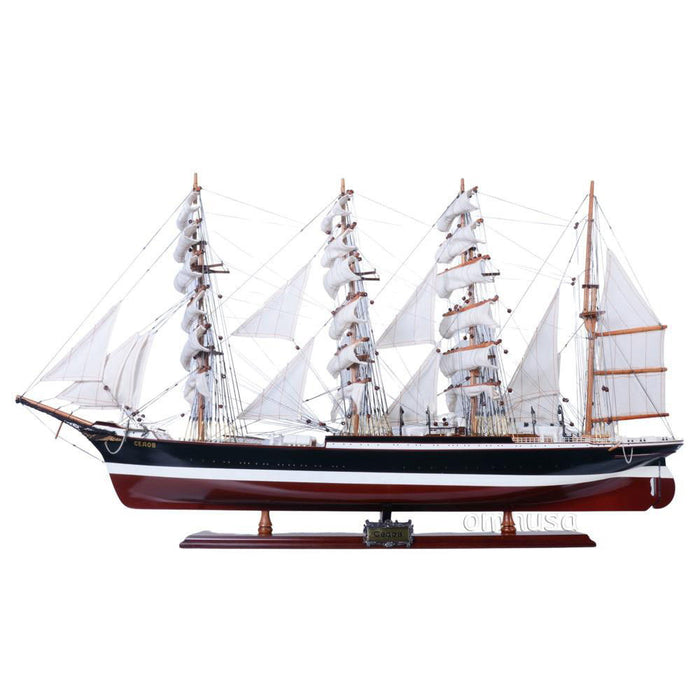 Hand Painted Model Boat (624656) - Dark Brown / White