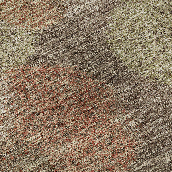 10' X 14' Abstract Washable Area Rug With UV Protection (677153) - Brown / Artichoke Green / Taupe