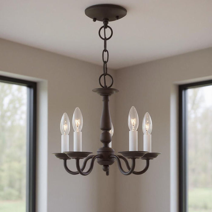 11" Five Light Dimmable Chandelier With Shades - Bronze