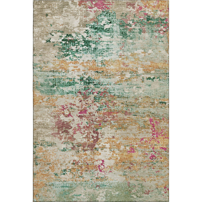 10' X 14' Abstract Washable Area Rug With UV Protection (704975) - Orange / Teal / Blush