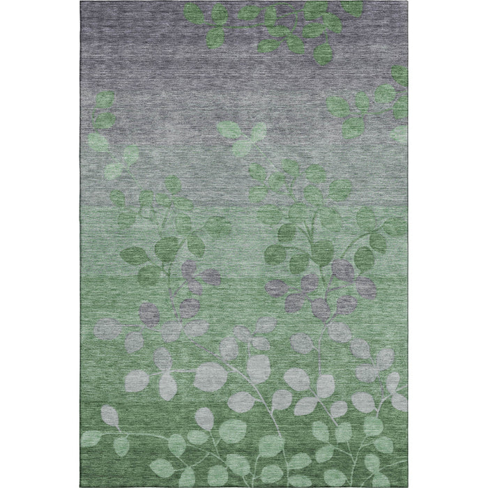 10' X 14' Floral Washable Area Rug With UV Protection (707491) - Green / Gray