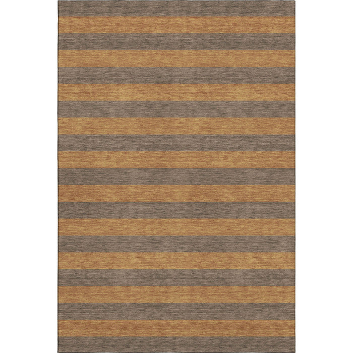 10' X 14' Striped Washable Area Rug With UV Protection (647746) - Chocolate / Copper