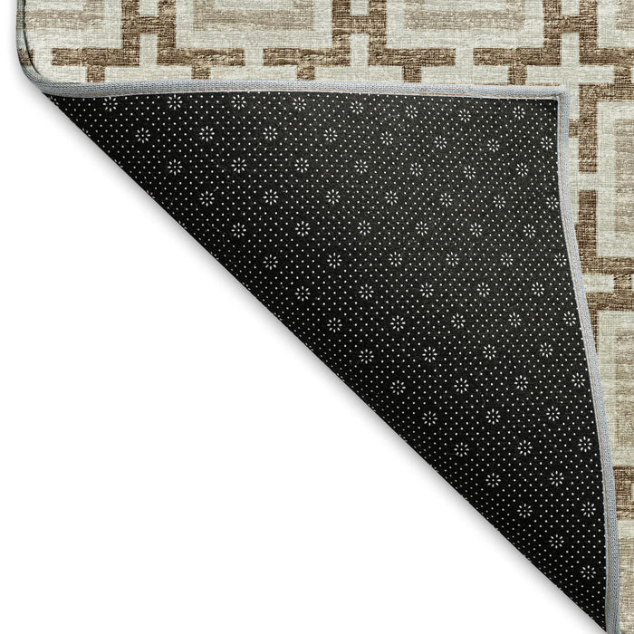 10' X 14' Geometric Washable Area Rug With UV Protection (645247) - Taupe / Beige