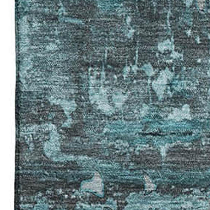 8' X 10' Abstract Washable Area Rug With UV Protection (648878) - Teal / Gray