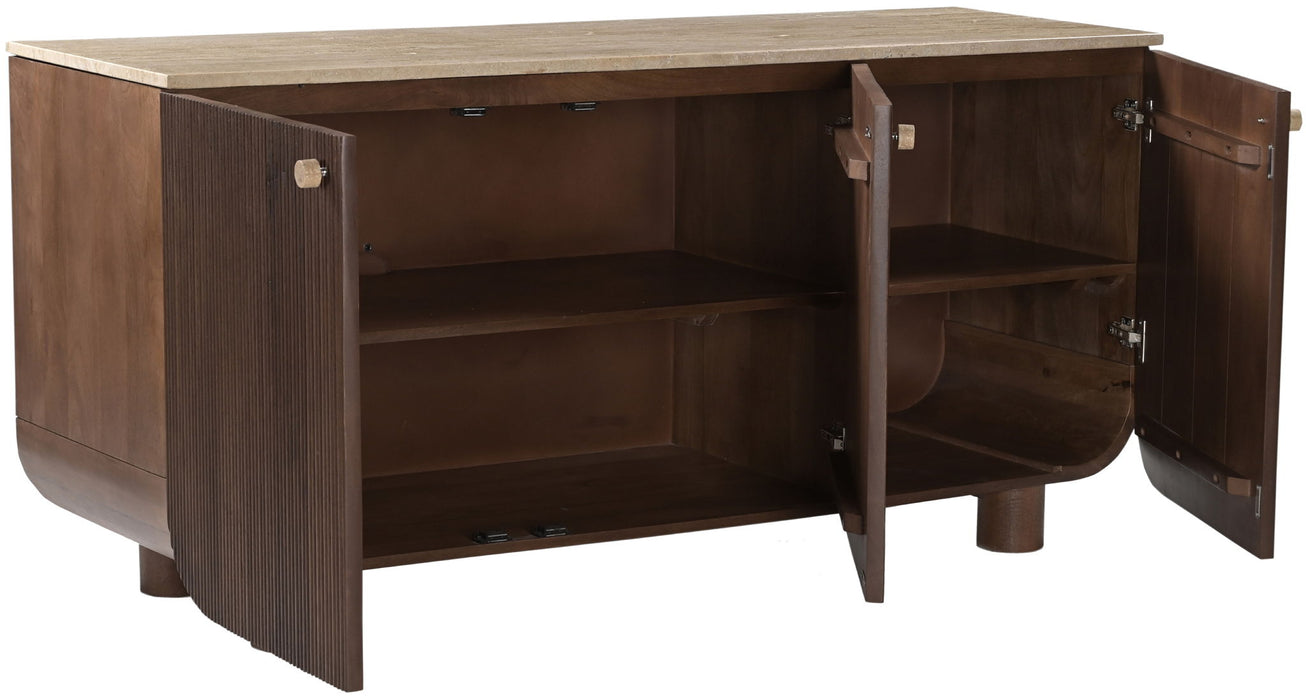 Meridian Furniture Cressa mango wood sideboard with sleek design, featuring storage compartments and a smooth finish.