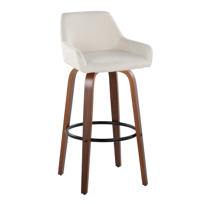 Daniella - 30" Fixed-Height Barstool (Set of 2) - Walnut And White