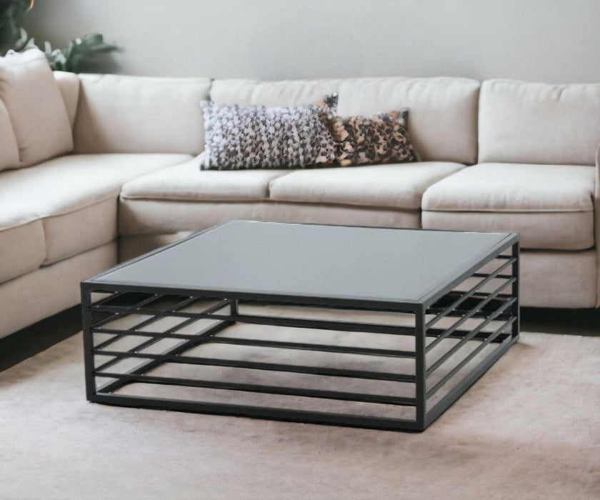 Smoked Glass Square Coffee Table - Black