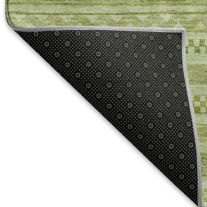 10' X 14' Striped Washable Area Rug With UV Protection (695180) - Artichoke Green / Sage