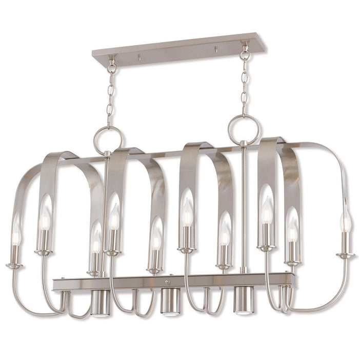 Multi Light Metal Dimmable Chandelier With Shades - Nickel