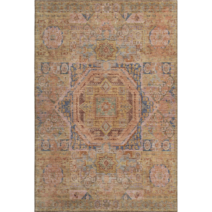 10' X 14' Oriental Washable Area Rug With UV Protection (699873) - Rust / Navy Blue