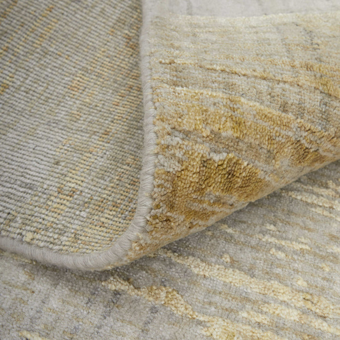 8' X 10' Abstract Hand Woven Area Rug, Wool Blend - Yellow And Ivory