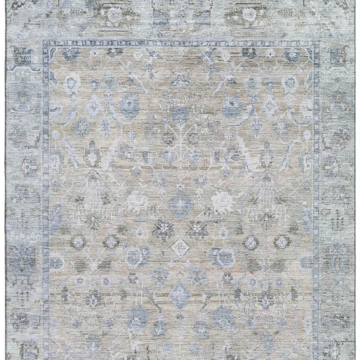 10' X 14' Oriental Washable Area Rug With UV Protection (700883) - Beige / Blue