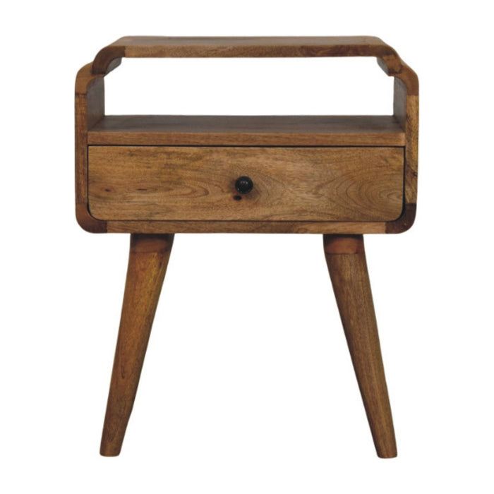 22" Light Solid Wood One Drawer Nightstand - Brown