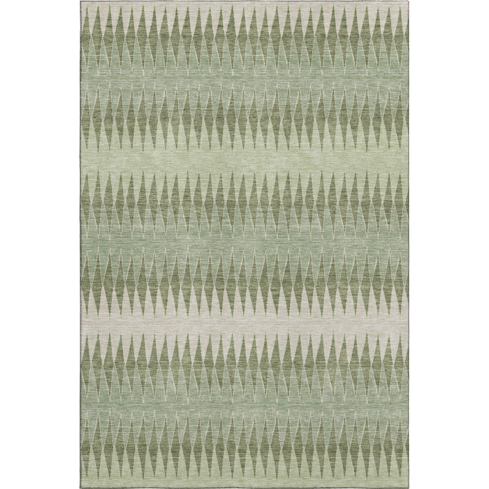 10' X 14' Striped Washable Area Rug With UV Protection (668946) - Artichoke Green / Beige