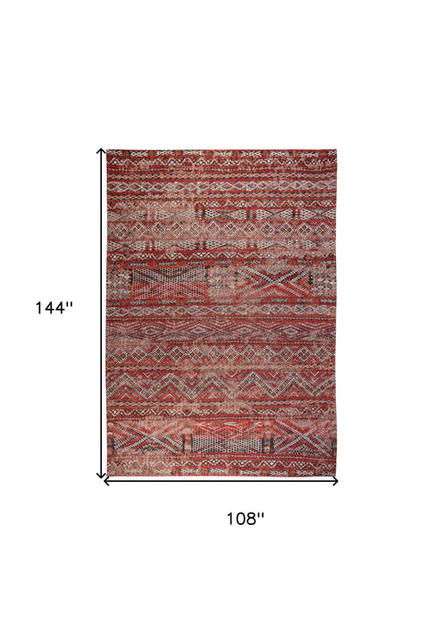 9' x 13' Oriental Non Skid Area Rug - Red And Gray