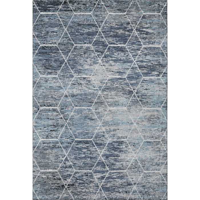 10' X 14' Geometric Washable Area Rug With UV Protection (699184) - Blue / Ivory / Gray
