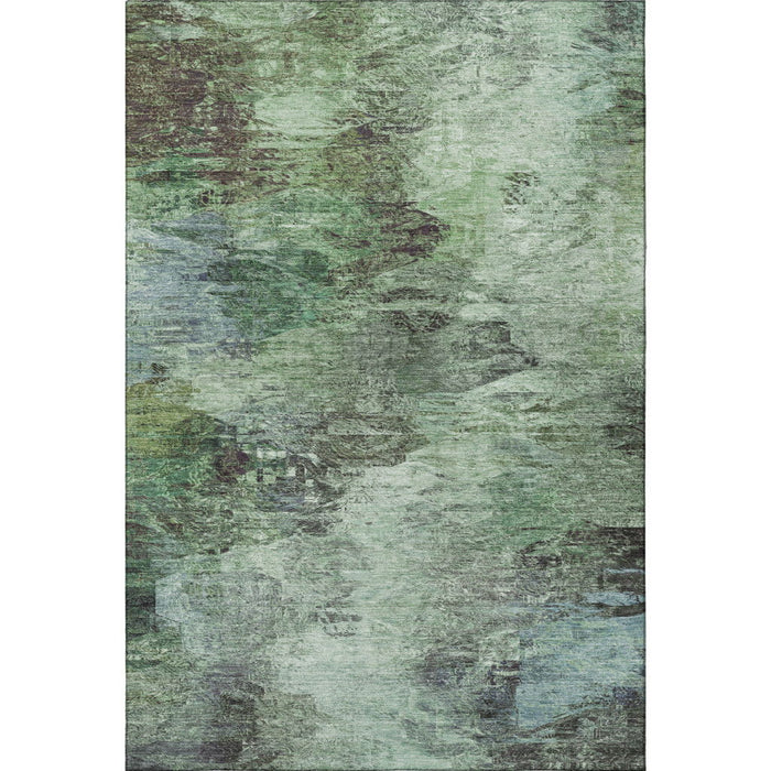 9' X 12' Abstract Washable Area Rug With UV Protection (650637) - Green / Brown / Ivory