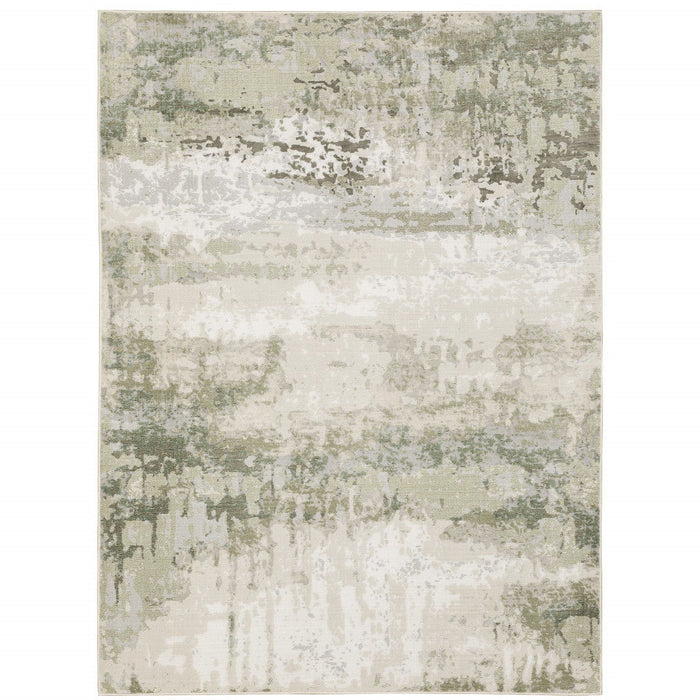 10' x 13' Abstract Power Loom Stain Resistant Area Rug - Beige Gray Brown And Sage Green