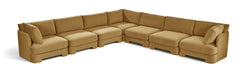 Meridian Furniture Hammond velvet performance fabric 7-piece corner sectional sofa with plush upholstery and modern design.