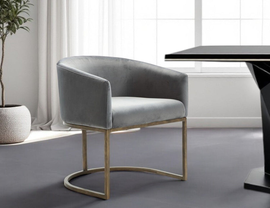 Modern Upholstered Velvet Dining Arm Chair - Gray