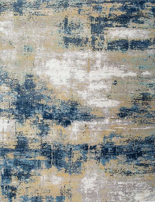 8' X 10' Contemporary Abstract Hand Knotted Area Rug - Blue