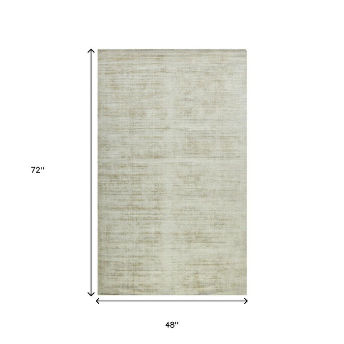 4' X 6' Abstract Hand Woven Area Rug - Sand And Ivory