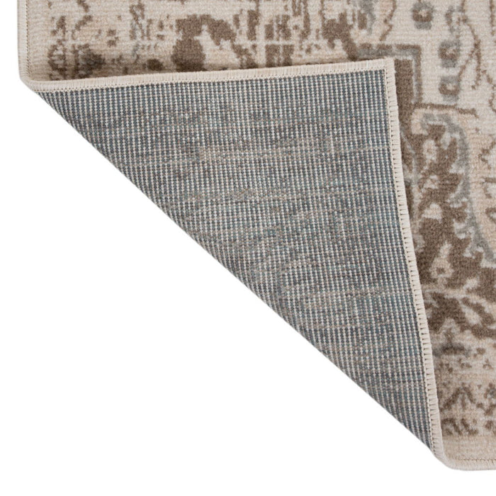 9' x 12' Cream Medallion Power Loom Area Rug - Gray And Light