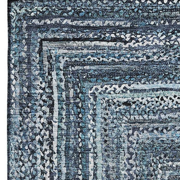 10' X 14' Geometric Washable Area Rug With UV Protection (699238) - Blue / Gray