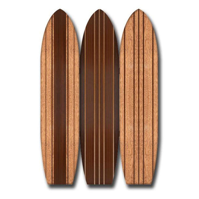 Long Board 3 Panel Room Divider Screen - Warm Brown
