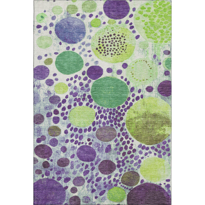 10' X 14' Geometric Washable Area Rug With UV Protection (707281) - Purple / Green / Ivory