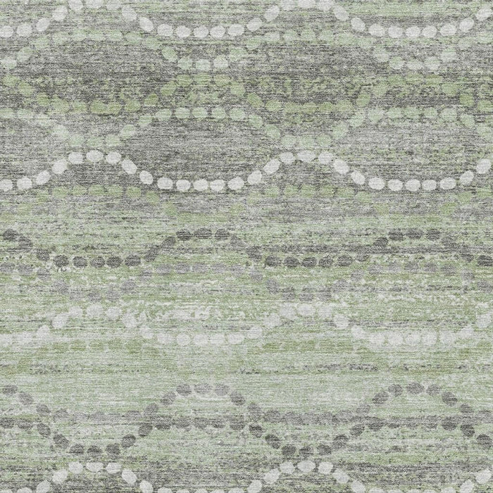 10' X 14' Abstract Geometric Washable Area Rug With UV Protection (715279) - Green / Ivory