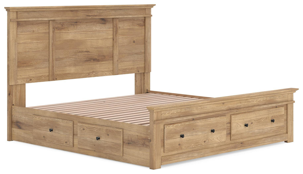 Signature Design by Ashley Makidern panel storage bed with built-in drawers and modern wood finish for bedroom storage and style.