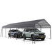 Gray Giga metal carport with galvanized steel roof and frame, 13x26.5 ft outdoor garage canopy for cars, boats, and trucks.