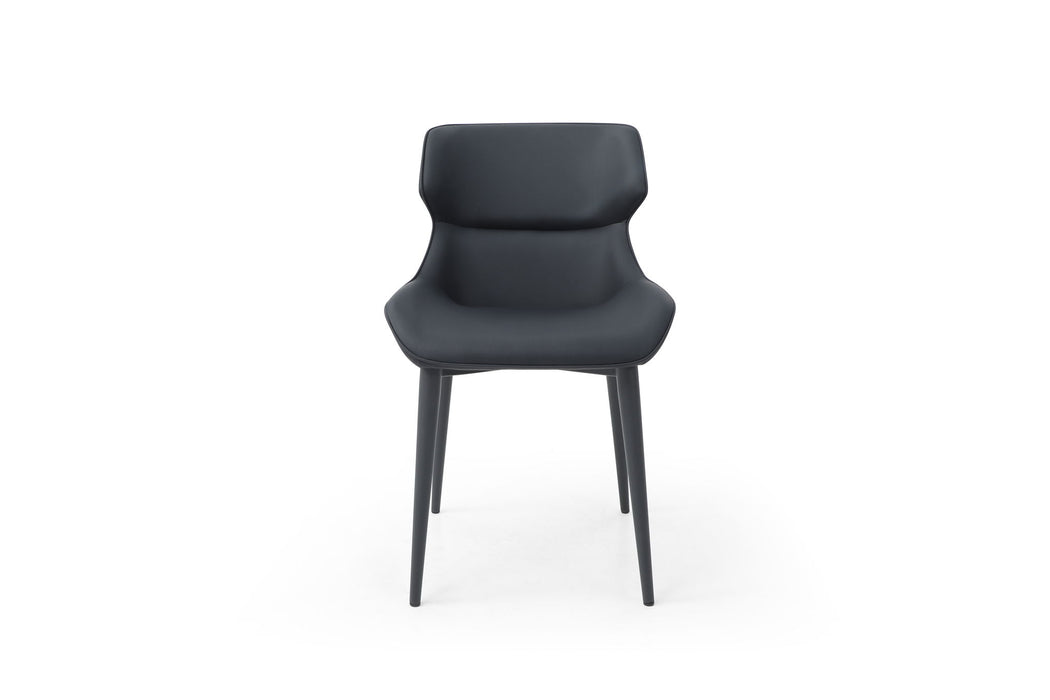 Faux Leather Steel Wing Back Dining Side Chair - Black